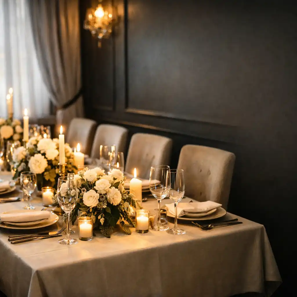 Private dining room set for a special occasion at Mesada Fortuna